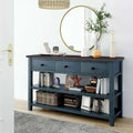 Solid Pine Wood Console Table 3 Drawers 2 Open Shelves Vintage Style