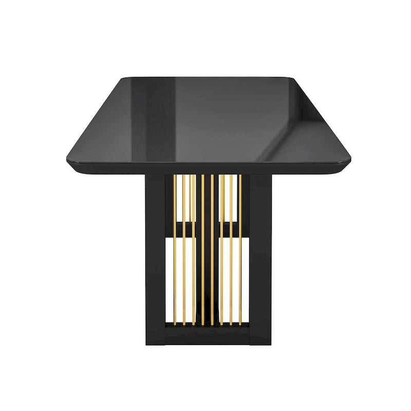 Glass top Luxury Black & Gold Dining Table for 6
