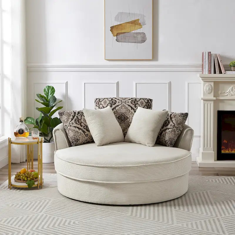 GDFStudio Harrison Swivel Accent Barrel Chair for Relaxed Living