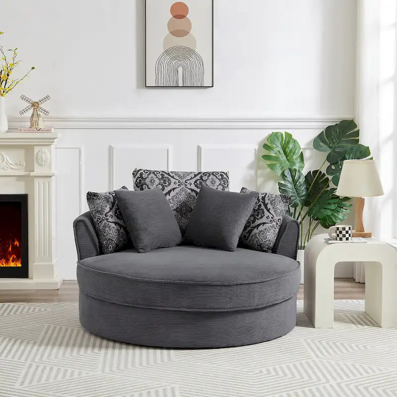 GDFStudio Harrison Swivel Accent Barrel Chair for Relaxed Living