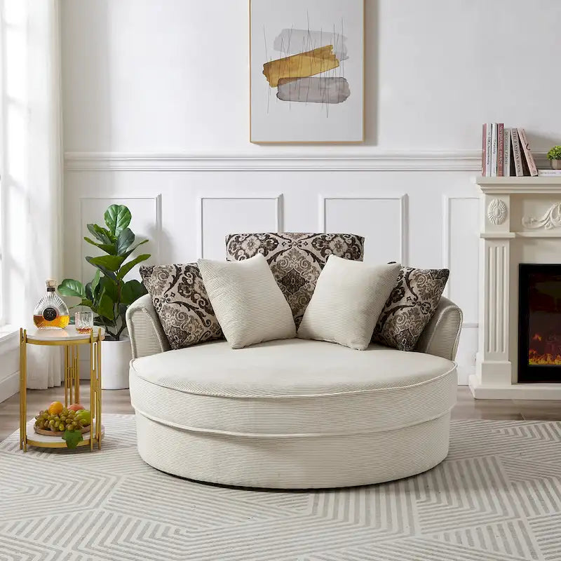 GDFStudio Harrison Swivel Accent Barrel Chair for Relaxed Living
