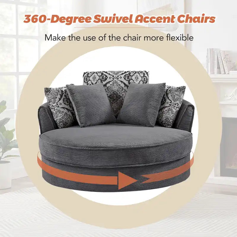 GDFStudio Harrison Swivel Accent Barrel Chair for Relaxed Living