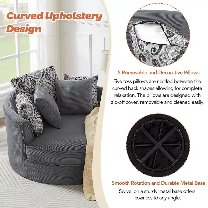 GDFStudio Harrison Swivel Accent Barrel Chair for Relaxed Living