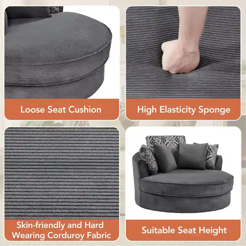 GDFStudio Harrison Swivel Accent Barrel Chair for Relaxed Living