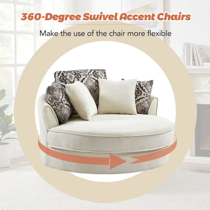 GDFStudio Harrison Swivel Accent Barrel Chair for Relaxed Living