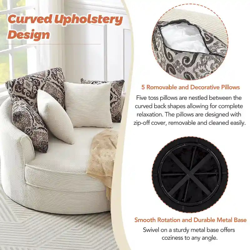 GDFStudio Harrison Swivel Accent Barrel Chair for Relaxed Living