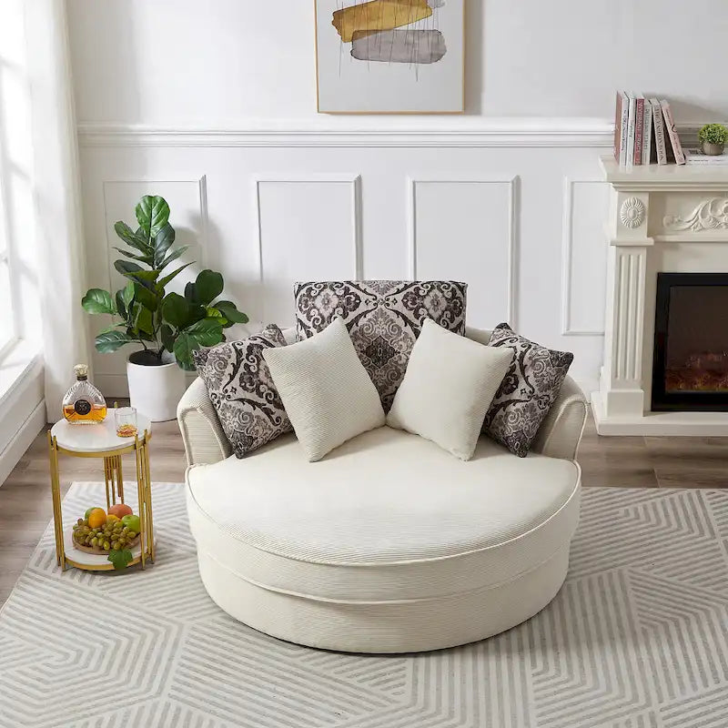 GDFStudio Harrison Swivel Accent Barrel Chair for Relaxed Living