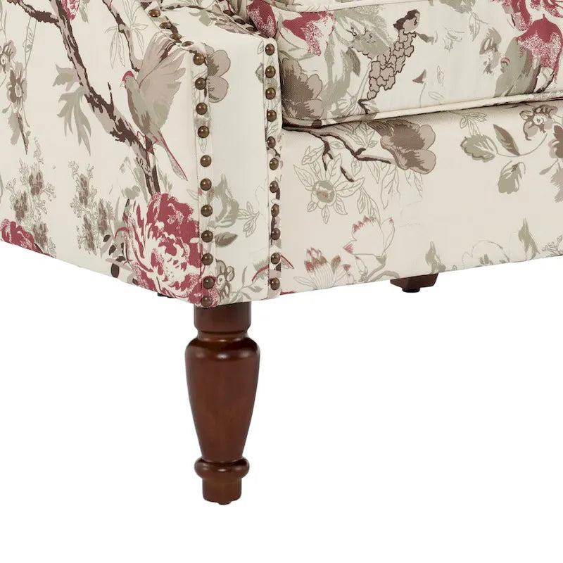 Wingback Accent Armchair Set of 2 Nailhead Trim Turned Wood Legs 10 Colors