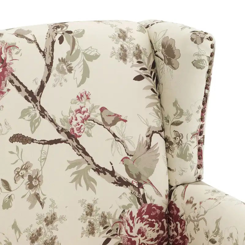 Wingback Accent Armchair Set of 2 Nailhead Trim Turned Wood Legs 10 Colors