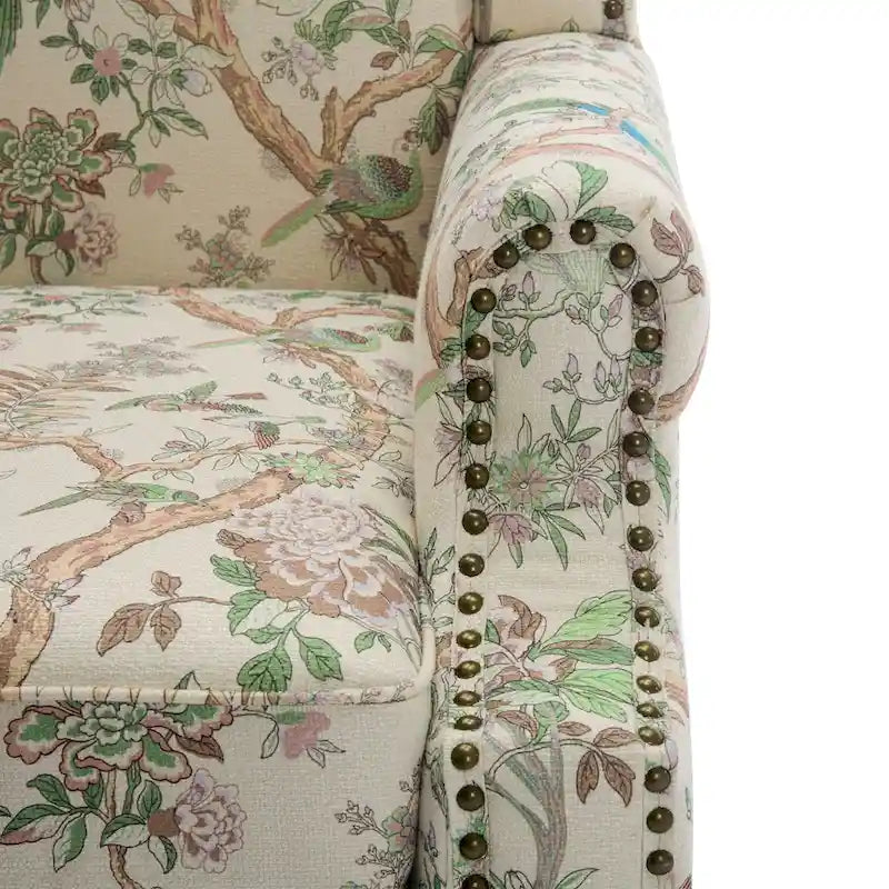 Wingback Accent Armchair Set of 2 Nailhead Trim Turned Wood Legs 10 Colors