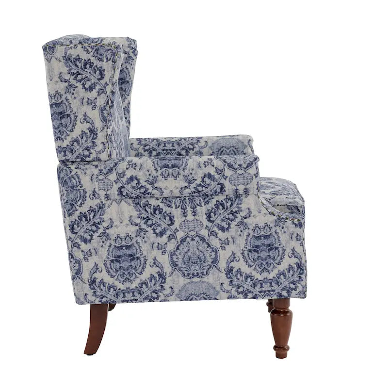 Wingback Accent Armchair Set of 2 Nailhead Trim Turned Wood Legs 10 Colors