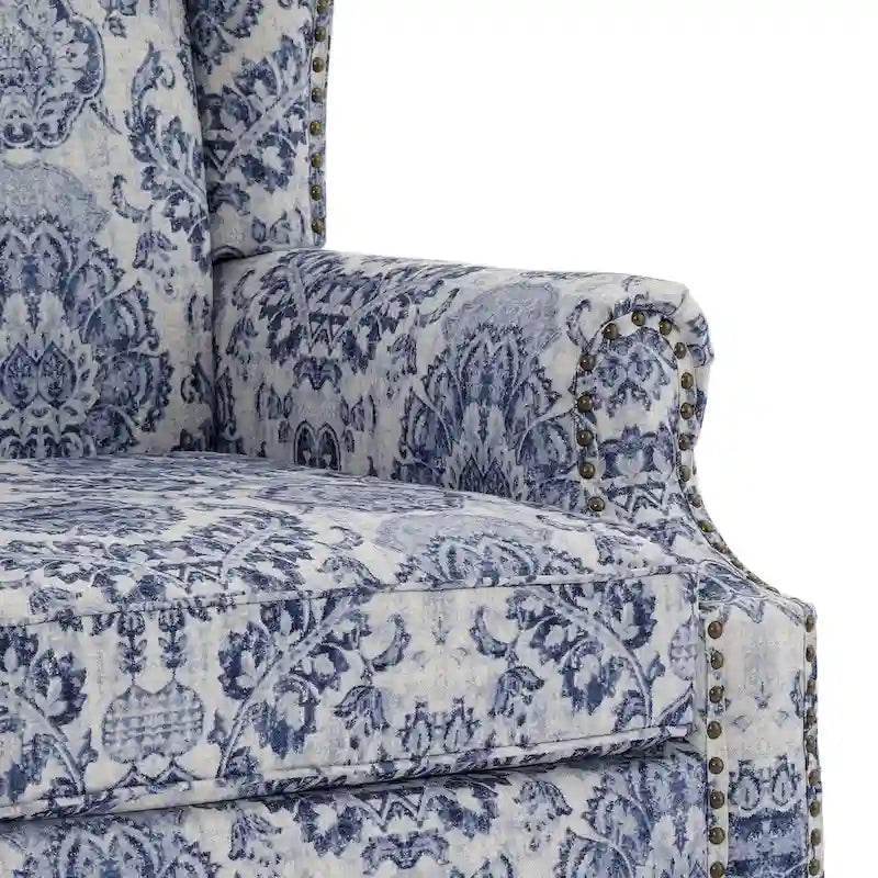 Wingback Accent Armchair Set of 2 Nailhead Trim Turned Wood Legs 10 Colors