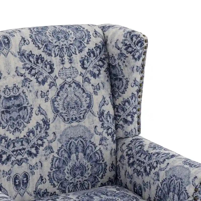 Wingback Accent Armchair Set of 2 Nailhead Trim Turned Wood Legs 10 Colors