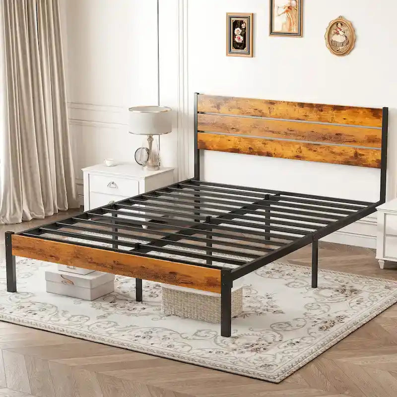 Queen SizePlatform Bed 800lb Capacity with 12.8 Under-Bed Storage