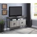Industrial TV Stand 52 Inch Gray Oak MDF Metal Frame 4 Door Cabinet Storage