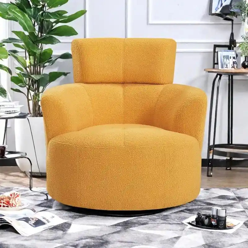 Berber Fleece Swivel Barrel Chair 360 Rotation Adjustable Headrest 320lb 4 Colors