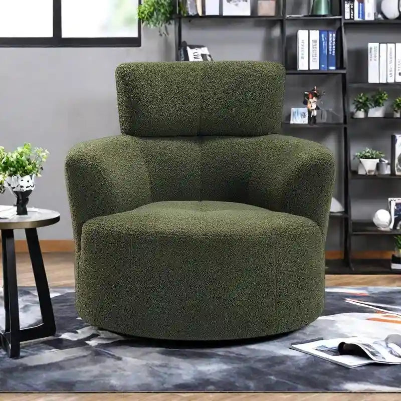 Berber Fleece Swivel Barrel Chair 360 Rotation Adjustable Headrest 320lb 4 Colors