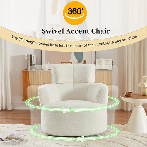 Berber Fleece Swivel Barrel Chair 360 Rotation Adjustable Headrest 320lb 4 Colors