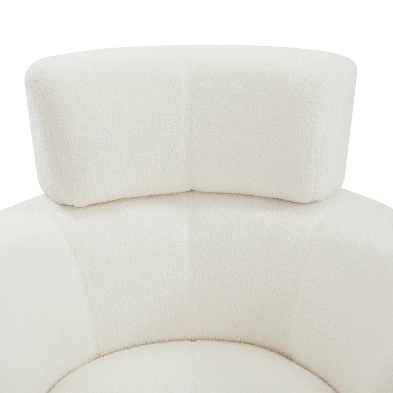Polyester Barrel Swivel Chair with 360 Rotation, and Adjustable Headrest & Berber Fleece Upholstery - 320lb Capacity
