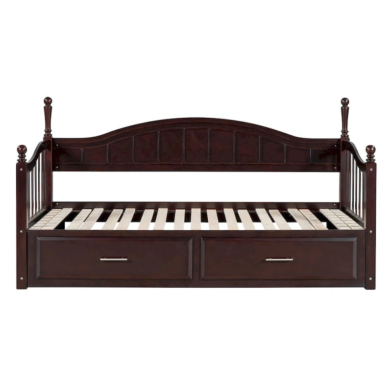 Twin Wooden Daybed with 2 Drawers & Trundle