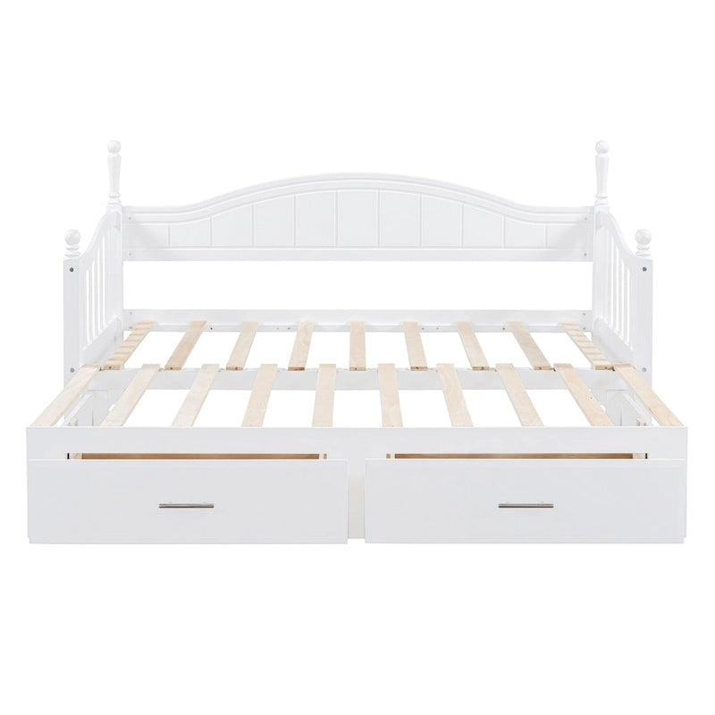 Twin Wooden Daybed with 2 Drawers & Trundle