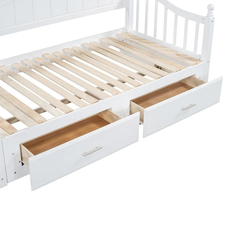 Twin Wooden Daybed with 2 Drawers & Trundle