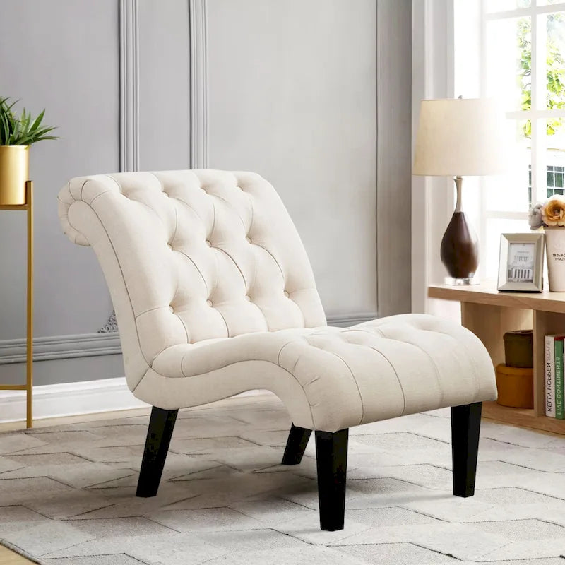 Button Tufted Velvet Accent Rocking Chair High Back Metal Base Ivory Black