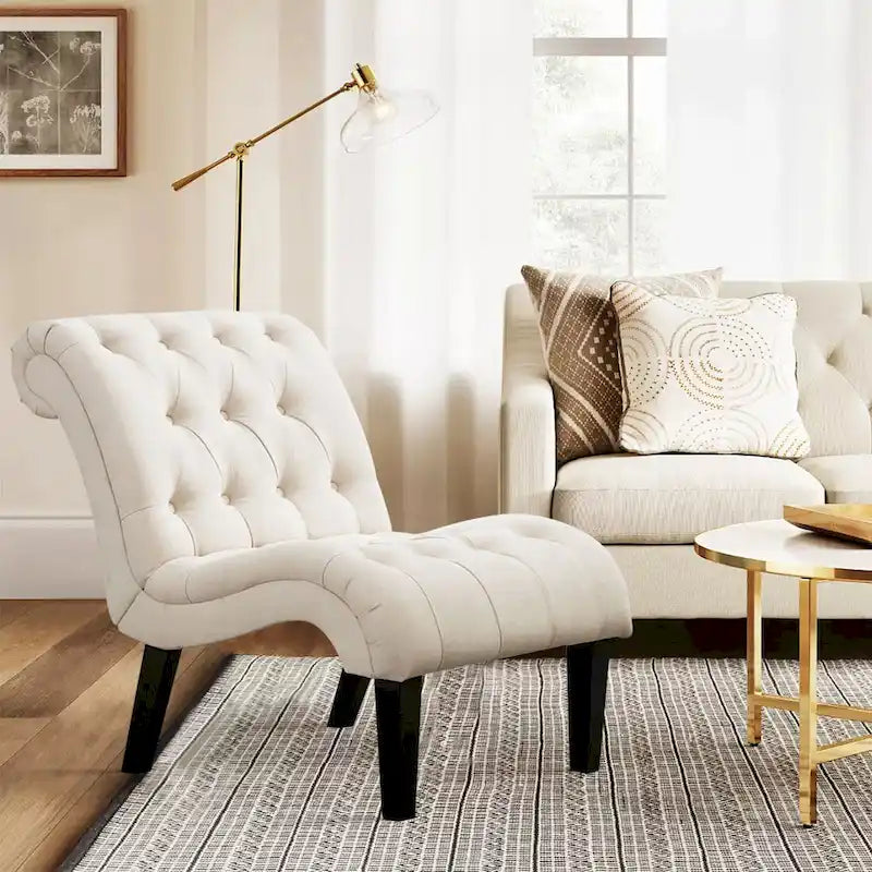 Button Tufted Velvet Accent Rocking Chair High Back Metal Base Ivory Black