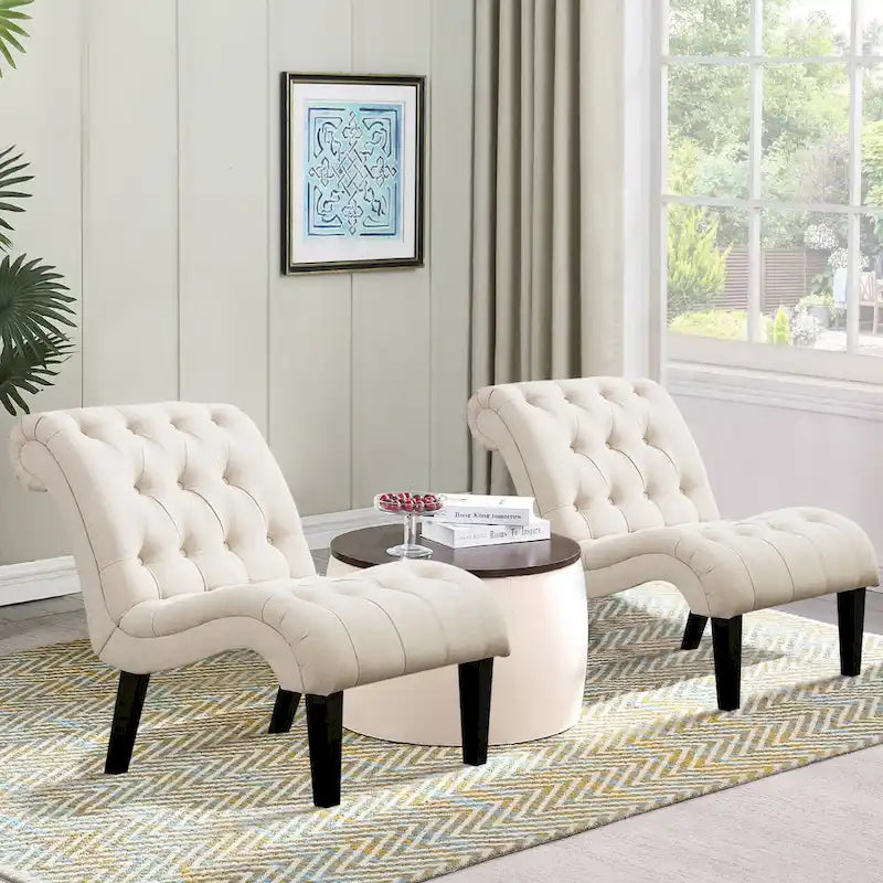 Button Tufted Velvet Accent Rocking Chair High Back Metal Base Ivory Black