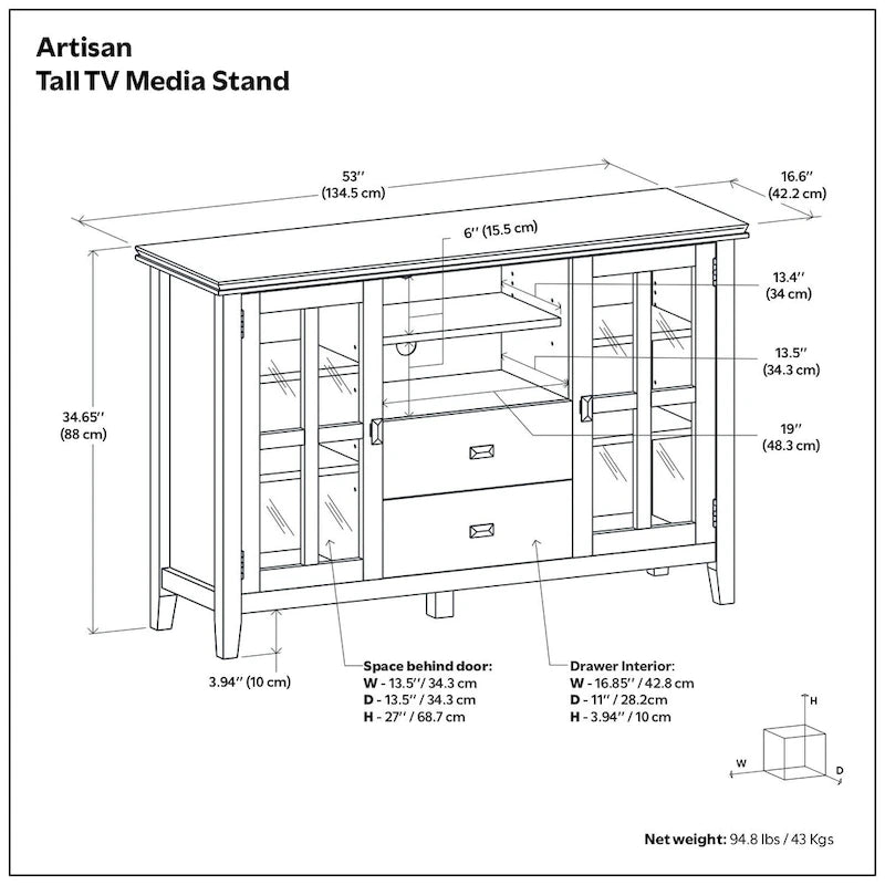 WYNDENHALL Stratford 53-inch Solid Wood TV Media Stand - 53 inch wide