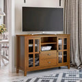 Solid Wood TV Stand 53 Inch for TVs up to 60 Glass Doors 2 Drawers 13 Colors