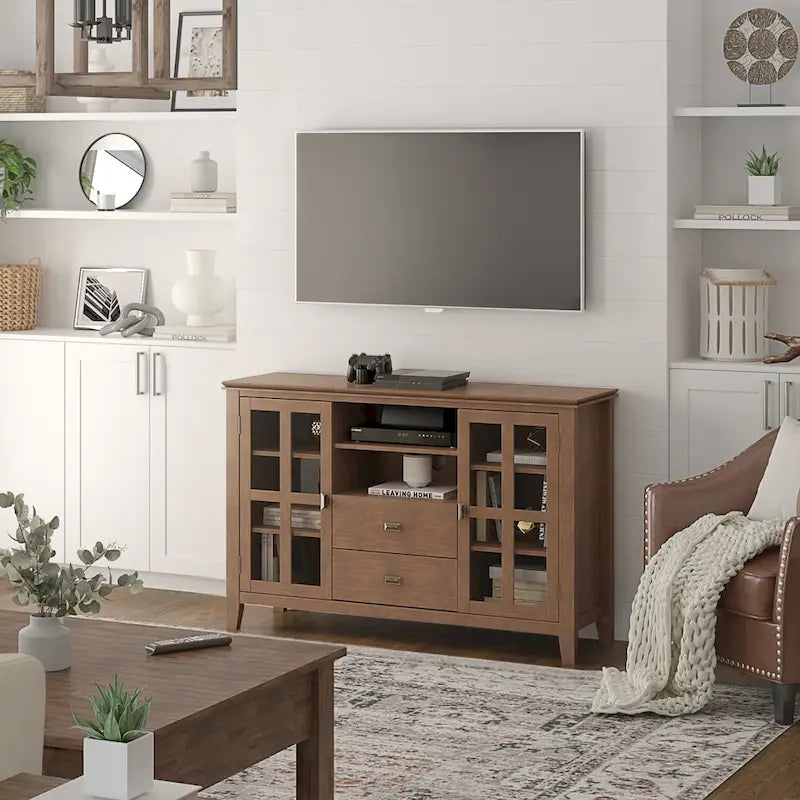 WYNDENHALL Stratford 53-inch Solid Wood TV Media Stand - 53 inch wide