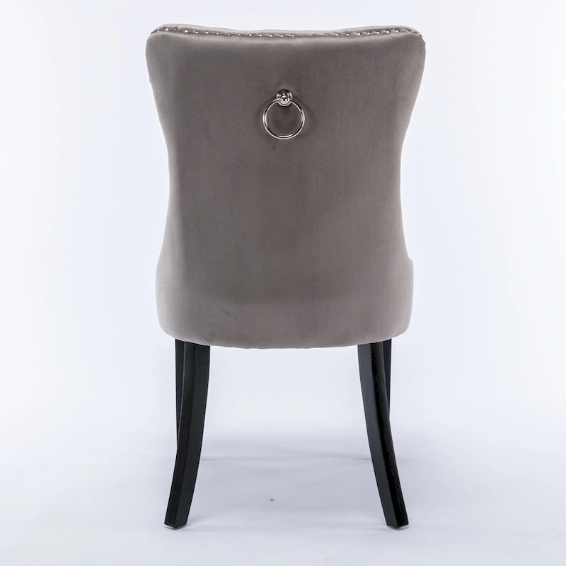 Velvet Upholstered Dining Chair Tufted High Back Solid Wood Legs Nailhead Trim