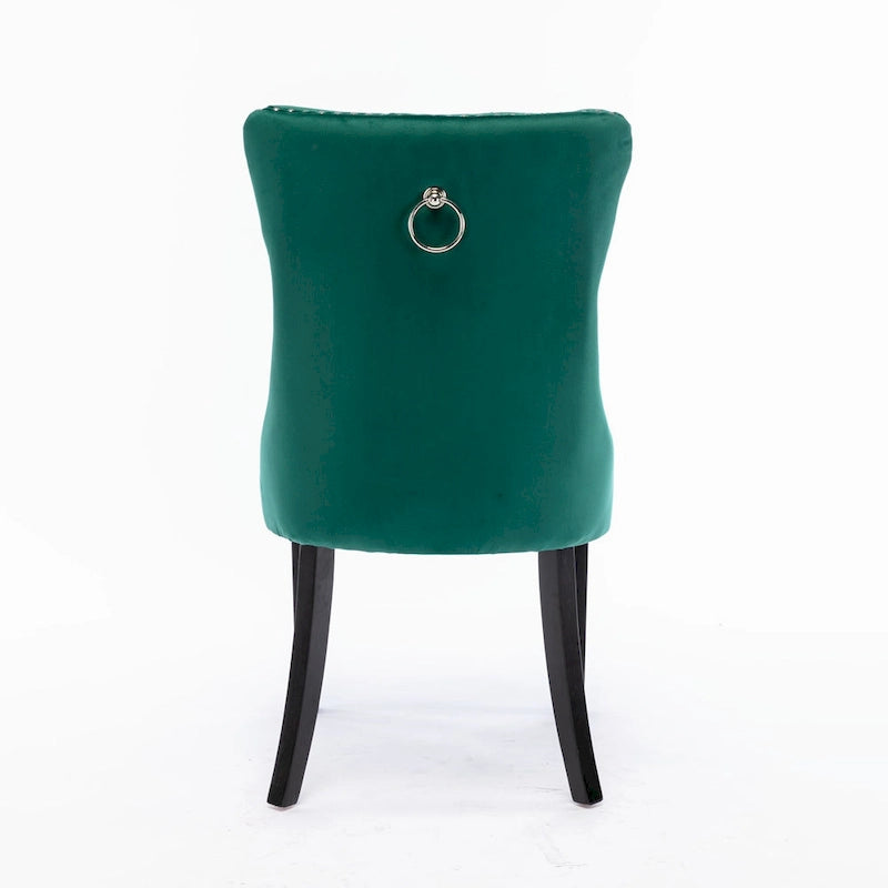 Velvet Upholstered Dining Chair Tufted High Back Solid Wood Legs Nailhead Trim