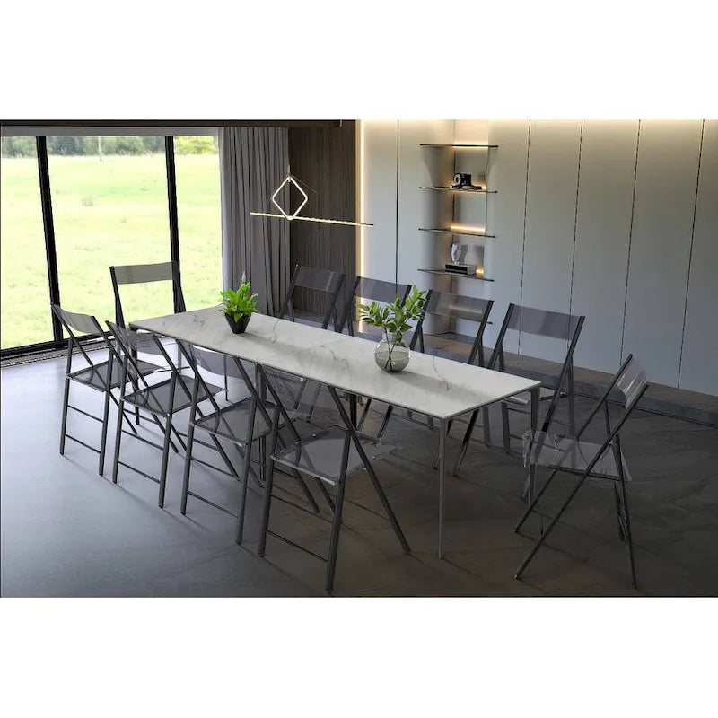 Menno Modern Acrylic Foldable Dining Chair with Sturdy Chrome Frame for Indoor Outdoor Events Party Office Kitchen