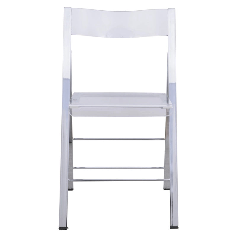 Modern Acrylic Folding Chair Chrome Frame Waterfall Seat Clear Gold Indoor