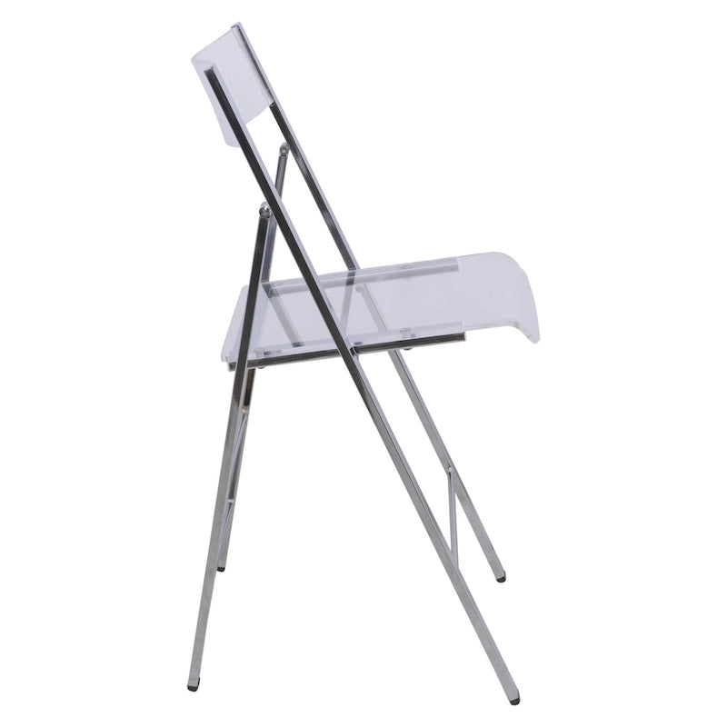 Modern Acrylic Folding Chair Chrome Frame Waterfall Seat Clear Gold Indoor
