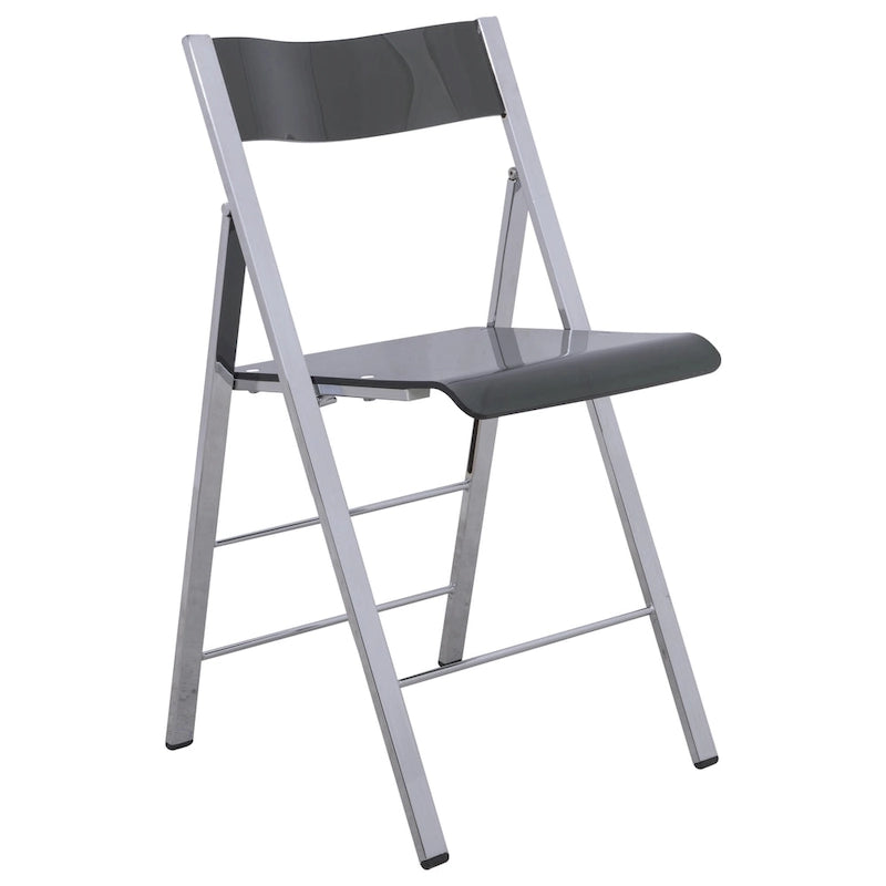 Modern Acrylic Folding Chair Chrome Frame Waterfall Seat Clear Gold Indoor