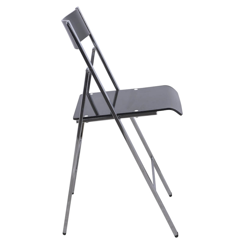 Modern Acrylic Folding Chair Chrome Frame Waterfall Seat Clear Gold Indoor