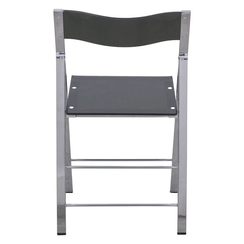 Modern Acrylic Folding Chair Chrome Frame Waterfall Seat Clear Gold Indoor