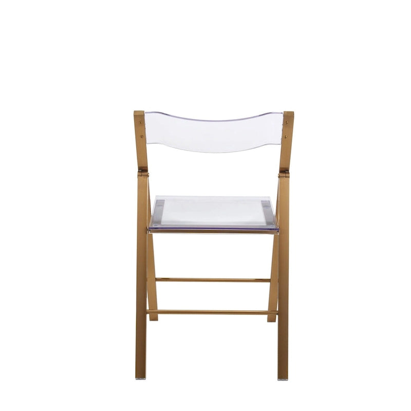 Modern Acrylic Folding Chair Chrome Frame Waterfall Seat Clear Gold Indoor