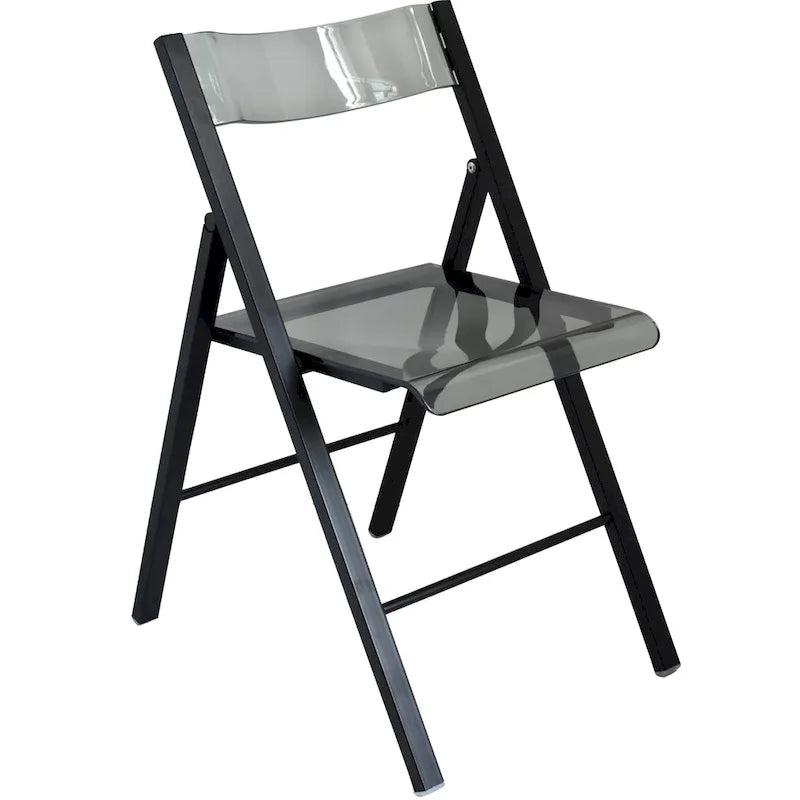 Modern Acrylic Folding Chair Chrome Frame Waterfall Seat Clear Gold Indoor