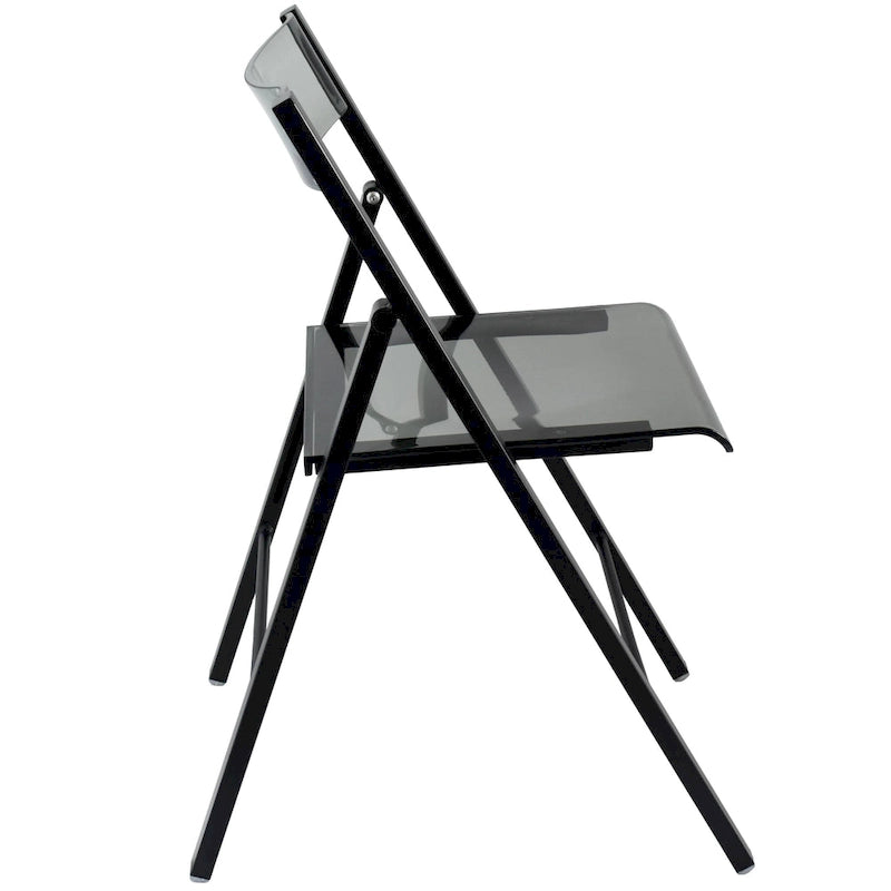 Modern Acrylic Folding Chair Chrome Frame Waterfall Seat Clear Gold Indoor