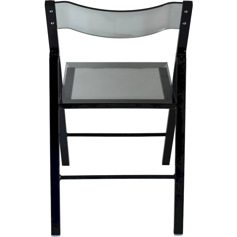 Modern Acrylic Folding Chair Chrome Frame Waterfall Seat Clear Gold Indoor