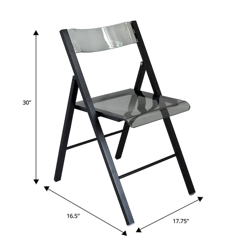 Modern Acrylic Folding Chair Chrome Frame Waterfall Seat Clear Gold Indoor