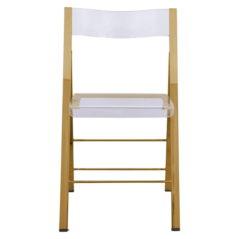 Modern Acrylic Folding Chair Chrome Frame Waterfall Seat Clear Gold Indoor