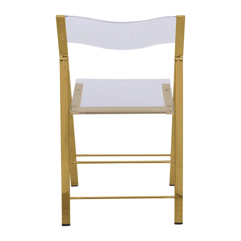 Modern Acrylic Folding Chair Chrome Frame Waterfall Seat Clear Gold Indoor