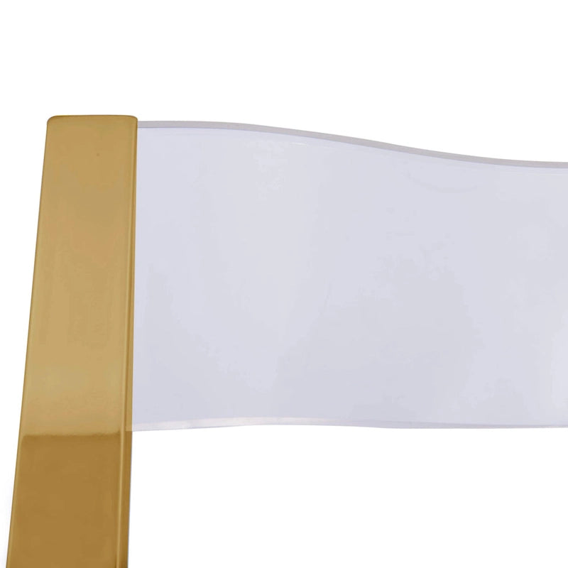 Modern Acrylic Folding Chair Chrome Frame Waterfall Seat Clear Gold Indoor