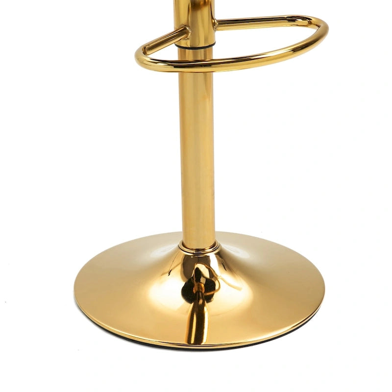 Velvet Swivel Bar Stool Adjustable Height Gold Pedestal Base 360 Degree