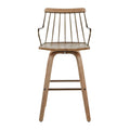 Farmhouse Swivel Counter Stool White Washed Wood Seat Metal Spindle Back